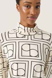 Soaked in Luxury Hanadi Whisper White/Black Monogram Rollneck Top, 30405647