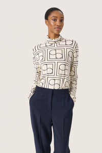 Soaked in Luxury Hanadi Whisper White/Black Monogram Rollneck Top, 30405647