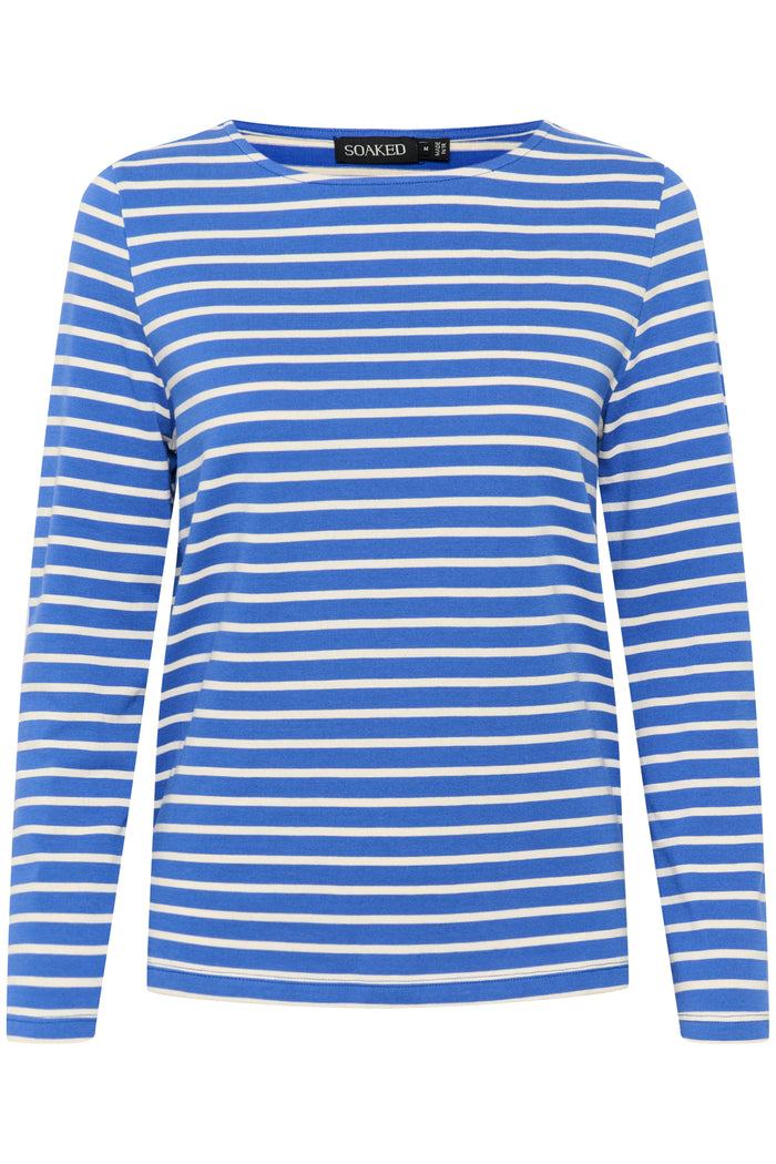 Soaked in Luxury Neo Beaucoup Blue Striped Long Sleeve Top, 30405976