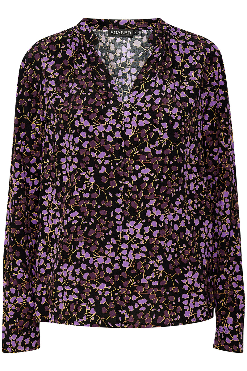 Soaked in Luxury Kenna Black Silhouette Printed Blouse, 30406975