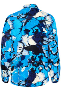 Soaked in Luxury Makena Ebba Malibu Blue Abstract Floral Printed Shirt, 30407024