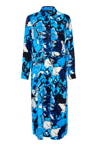 Soaked in Luxury Slmakena Malibu Blue Abstract Floral Printed Shirt Dress, 30407027