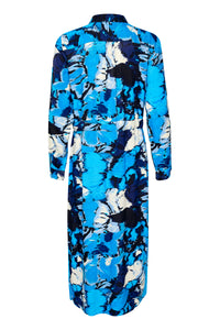 Soaked in Luxury Slmakena Malibu Blue Abstract Floral Printed Shirt Dress, 30407027