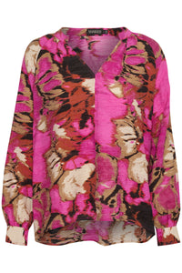 Soaked in Luxury Slimana Fuchsia Floral Printed Blouse, 30407083