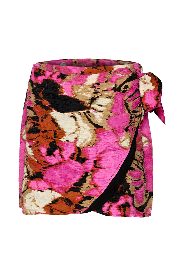 Soaked in Luxury SLimana Fuchsia Floral Printed Wrap Skirt, 30407114