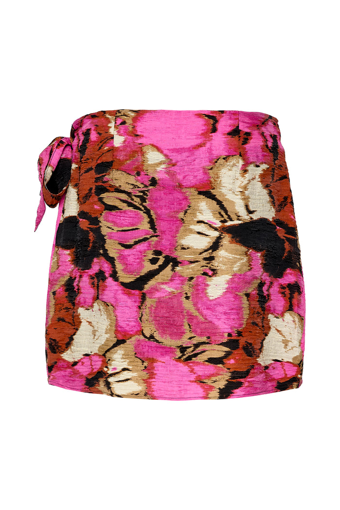 Soaked in Luxury SLimana Fuchsia Floral Printed Wrap Skirt, 30407114