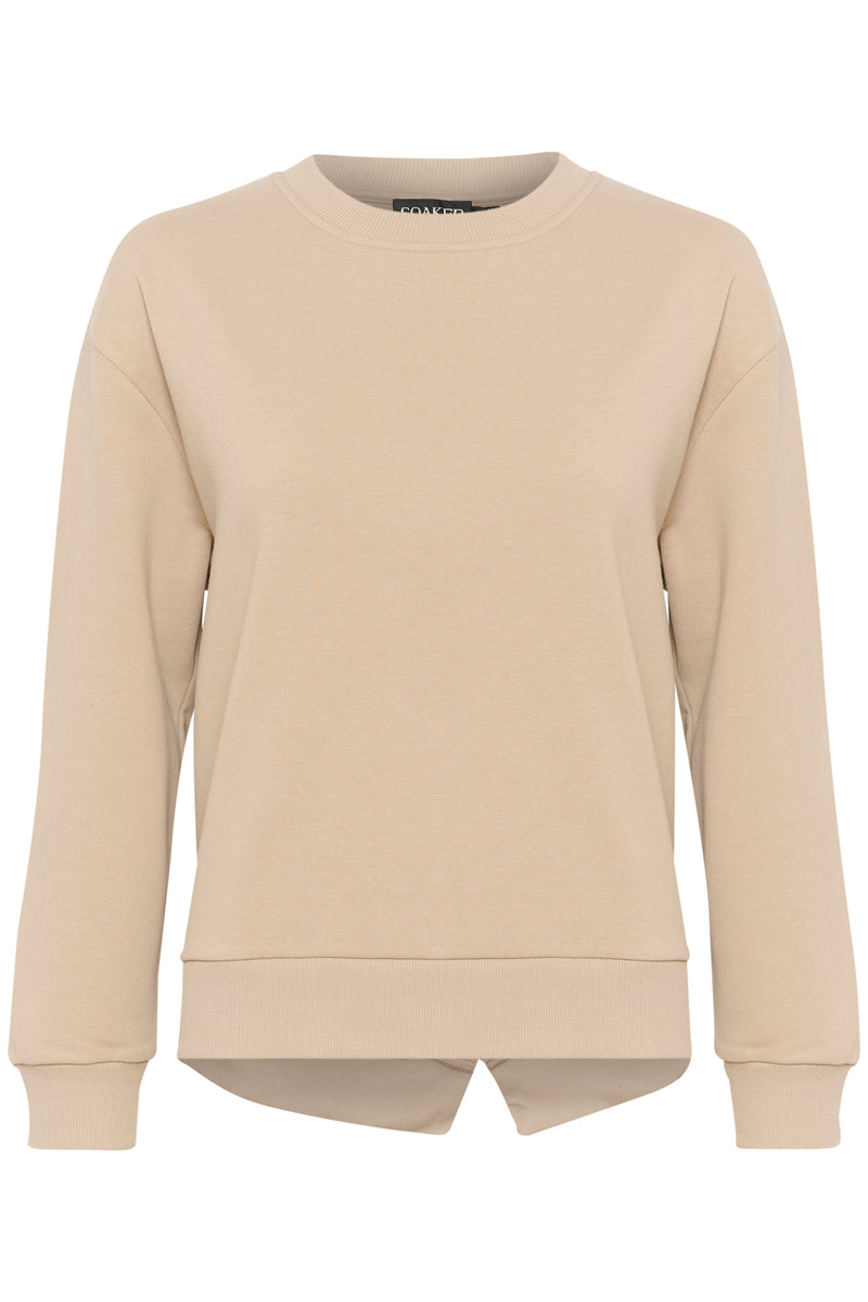 Soaked in Luxury Gry Plaza Taupe Oversized Crossover Back Sweatshirt, 30407175