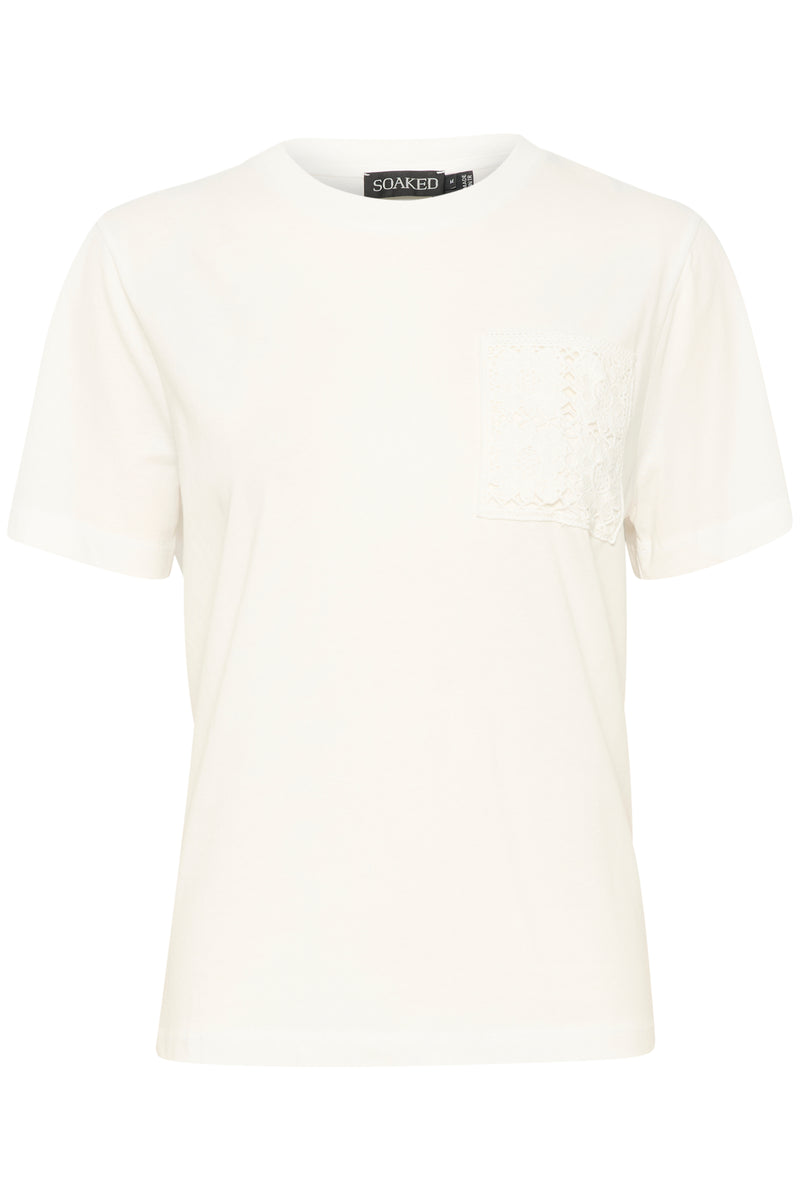 Soaked in Luxury Manya Broken White Lace Pocket T-Shirt, 30407179