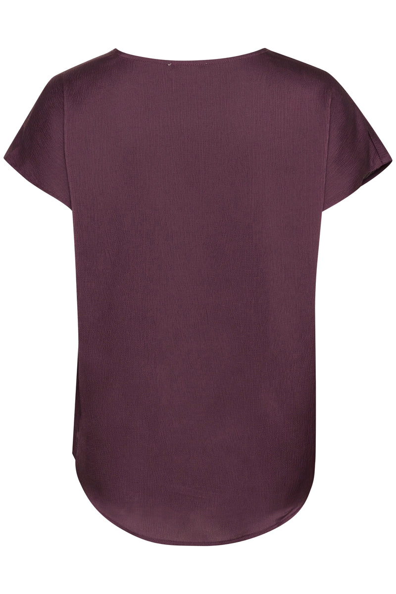 Soaked in Luxury Loana Marija Fudge Burgundy V-Neck Blouse, 30407198