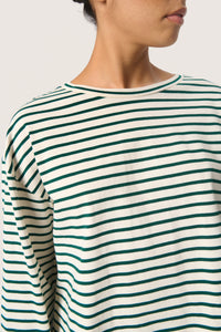 Soaked in Luxury Neo Rain Forest Green Striped Boxy Fit Long Sleeve Top, 30407327