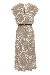 Soaked in Luxury Marian Walnut Lines Printed Layered Ruched Dress, 30407396