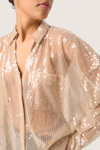 Soaked in Luxury Charlee Oversized Spray Green Sequin Shirt, 30407423