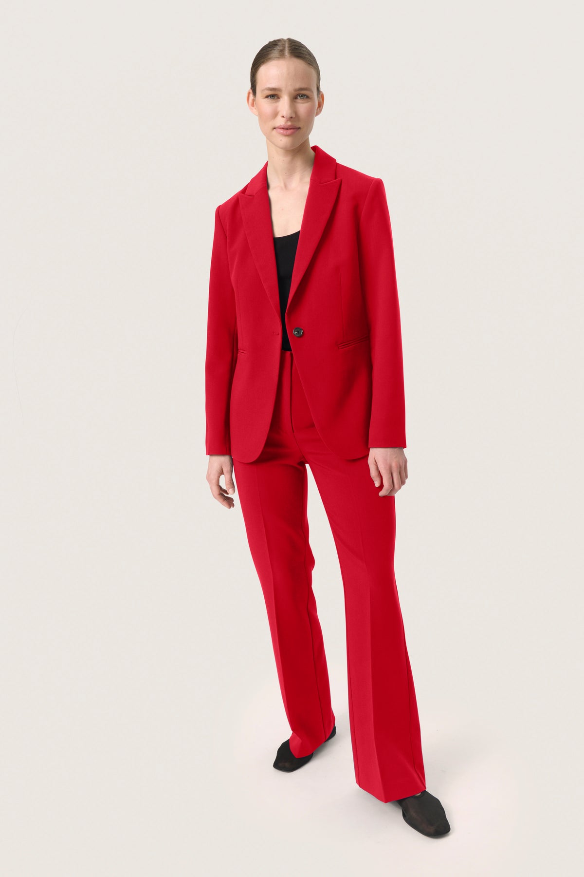 Soaked in Luxury Corinne Salsa Red Single Breasted Blazer, 30407532