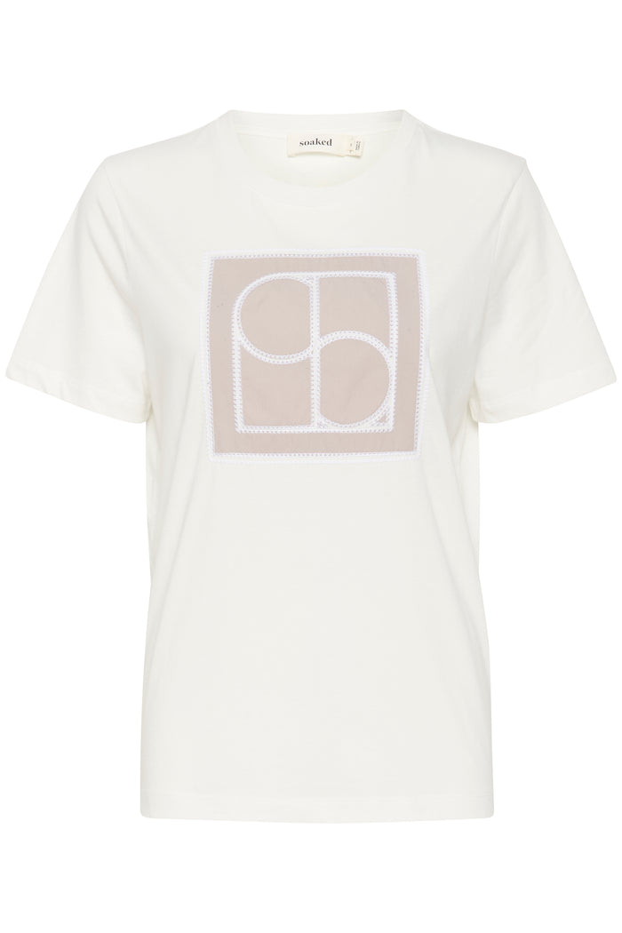 Soaked in Luxury Anni Broke White Logo Embroidered T-Shirt, 30407622