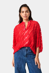 Soaked in Luxury Colete Amily Salsa Red 3/4 Sleeve Blouse, 30407658