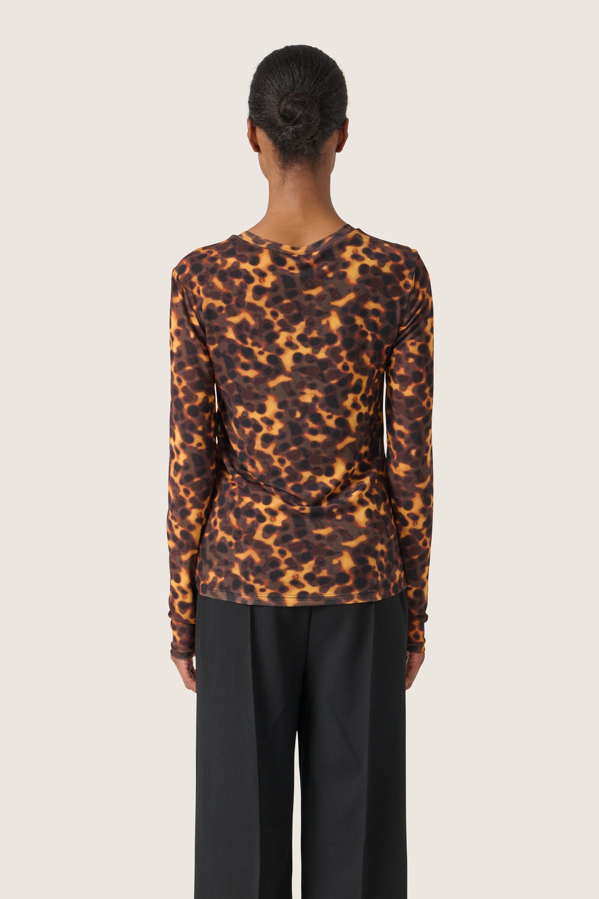 Soaked in Luxury SLKerri Fudge Tortoise Shell Print Mesh Long Sleeve Top, 30407794