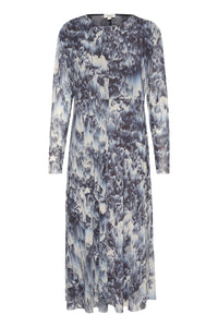 Soaked in Luxury Hartley Dark Navy Landscape Printed Mesh Midi Dress, 30407916