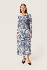 Soaked in Luxury Hartley Dark Navy Landscape Printed Mesh Midi Dress, 30407916