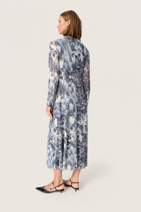 Soaked in Luxury Hartley Dark Navy Landscape Printed Mesh Midi Dress, 30407916