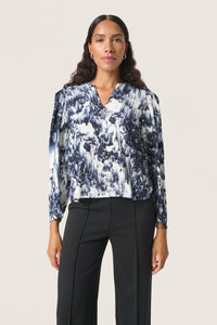 Soaked in Luxury Jazzlyn Dark Navy Landscape Print V-Neck Top