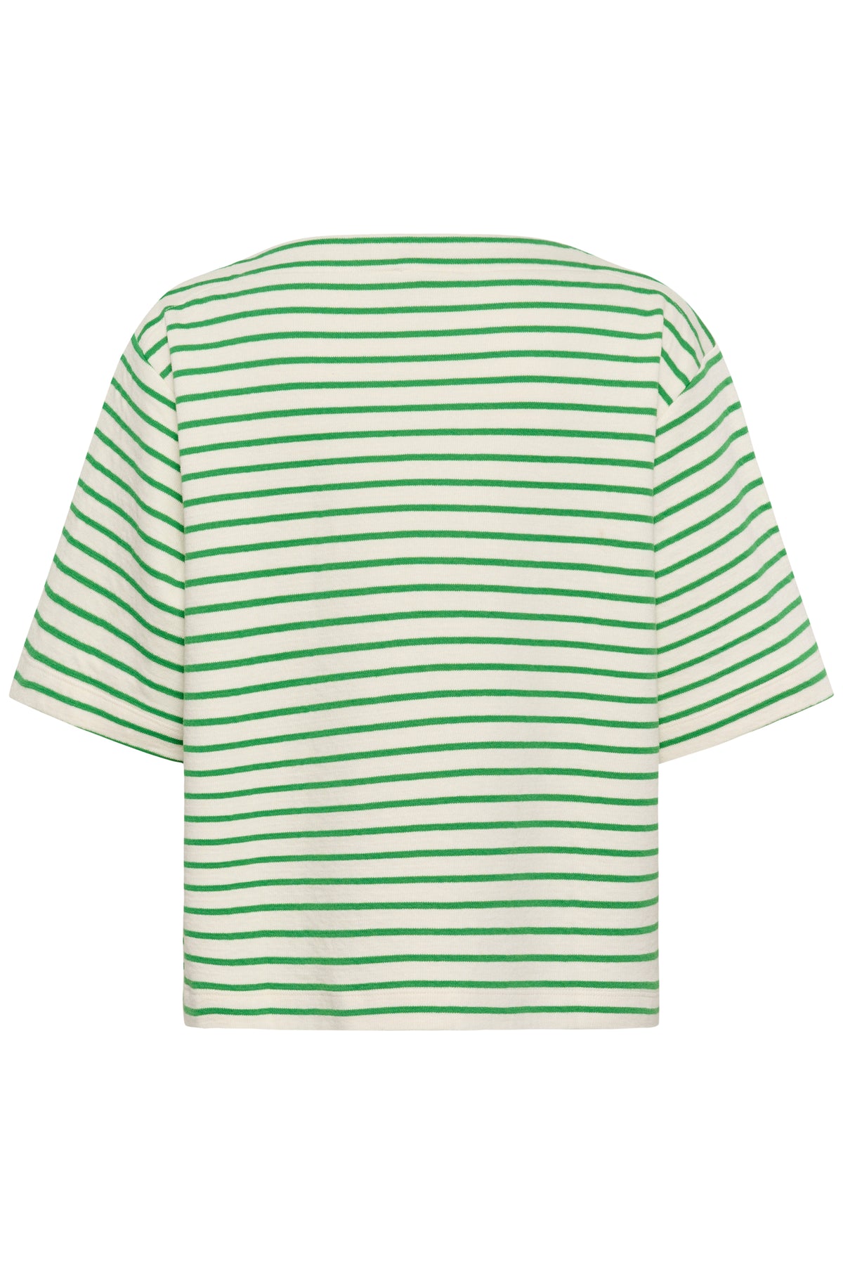 Soaked In Luxury Ingina White/Green Striped Boat Neck Sweatshirt T-Shirt