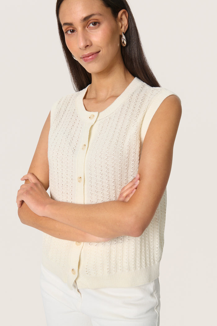 Soaked in Luxury SlSusanna Whisper White Knitted Vest, 30408315