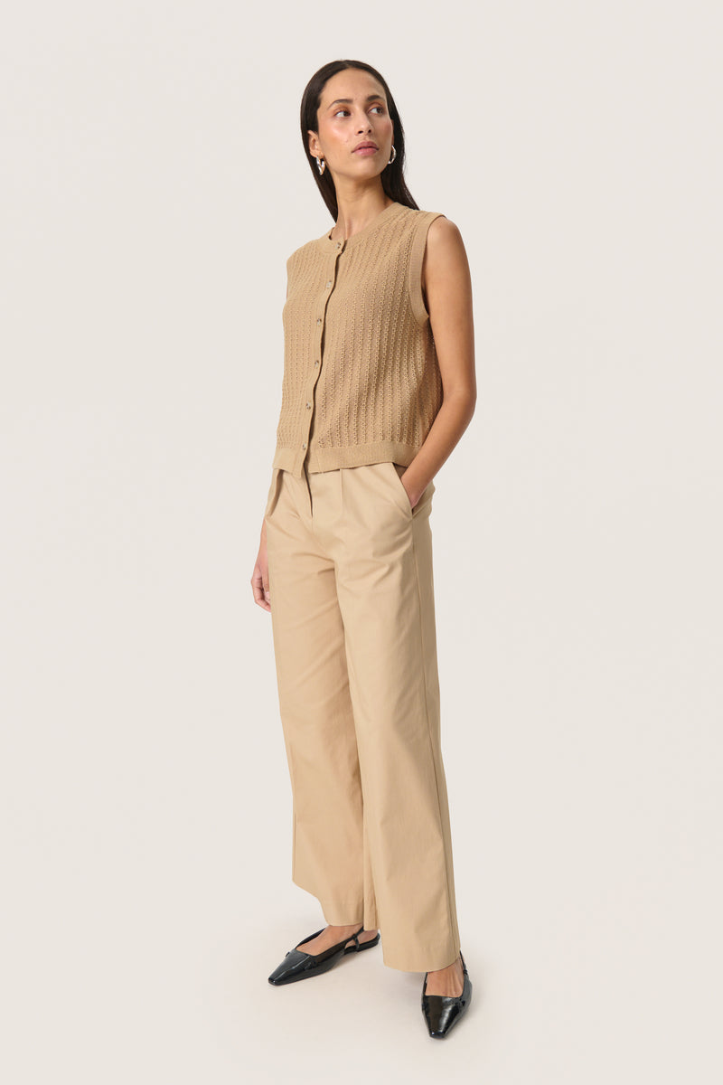 Soaked in Luxury SlSusanna Travertine Beige Knitted Vest, 30408315