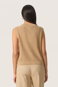 Soaked in Luxury SlSusanna Travertine Beige Knitted Vest, 30408315