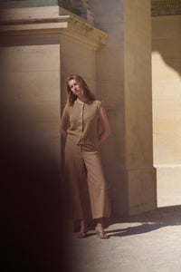 Soaked in Luxury SlSusanna Travertine Beige Knitted Vest, 30408315