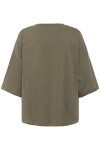 Soaked SLAfshan Simili Tarmac Khaki Oversized Embellished T-Shirt