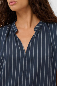 Soaked in Luxury SLLoana Salute Navy Striped V-Neck Top, 30408705