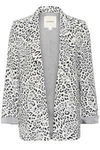 Soaked in Luxury Shirley Grey Leopard Print Fold Up Blazer