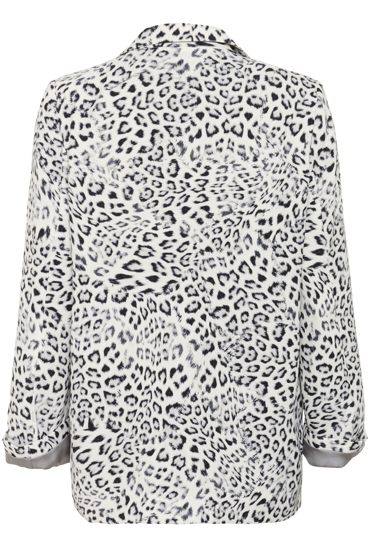 Soaked in Luxury Shirley Grey Leopard Print Fold Up Blazer