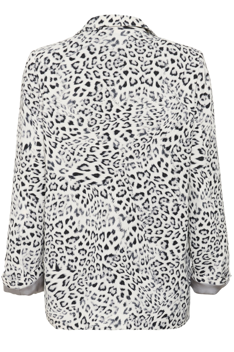 Soaked in Luxury Shirley Grey Leopard Print Fold Up Blazer