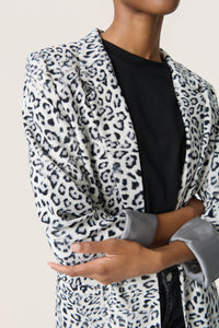 Soaked in Luxury Shirley Grey Leopard Print Fold Up Blazer