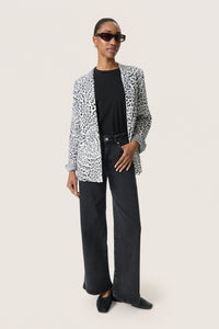 Soaked in Luxury Shirley Grey Leopard Print Fold Up Blazer