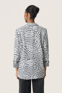 Soaked in Luxury Shirley Grey Leopard Print Fold Up Blazer