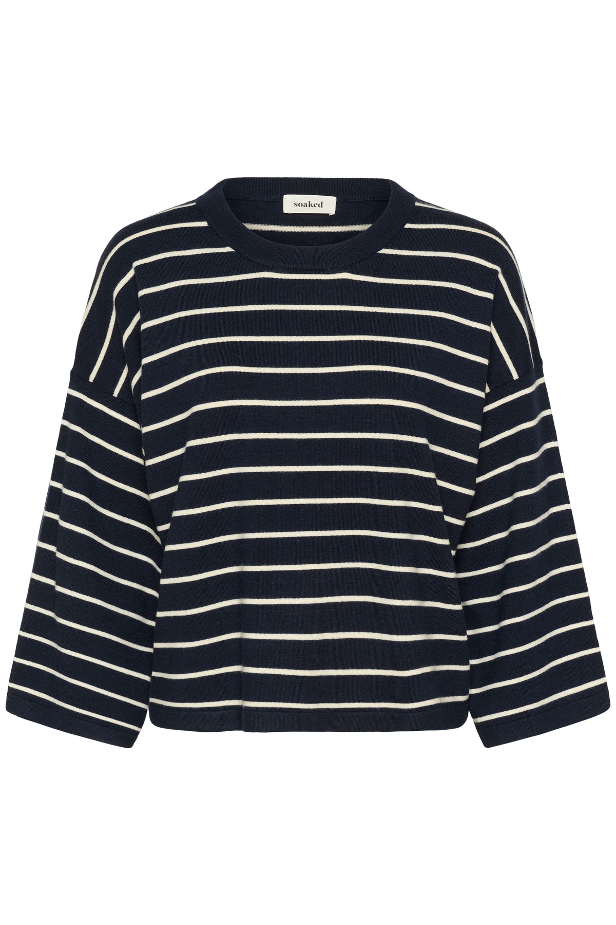 Soaked SlSpina Navy/Cream Striped Cropped Knit