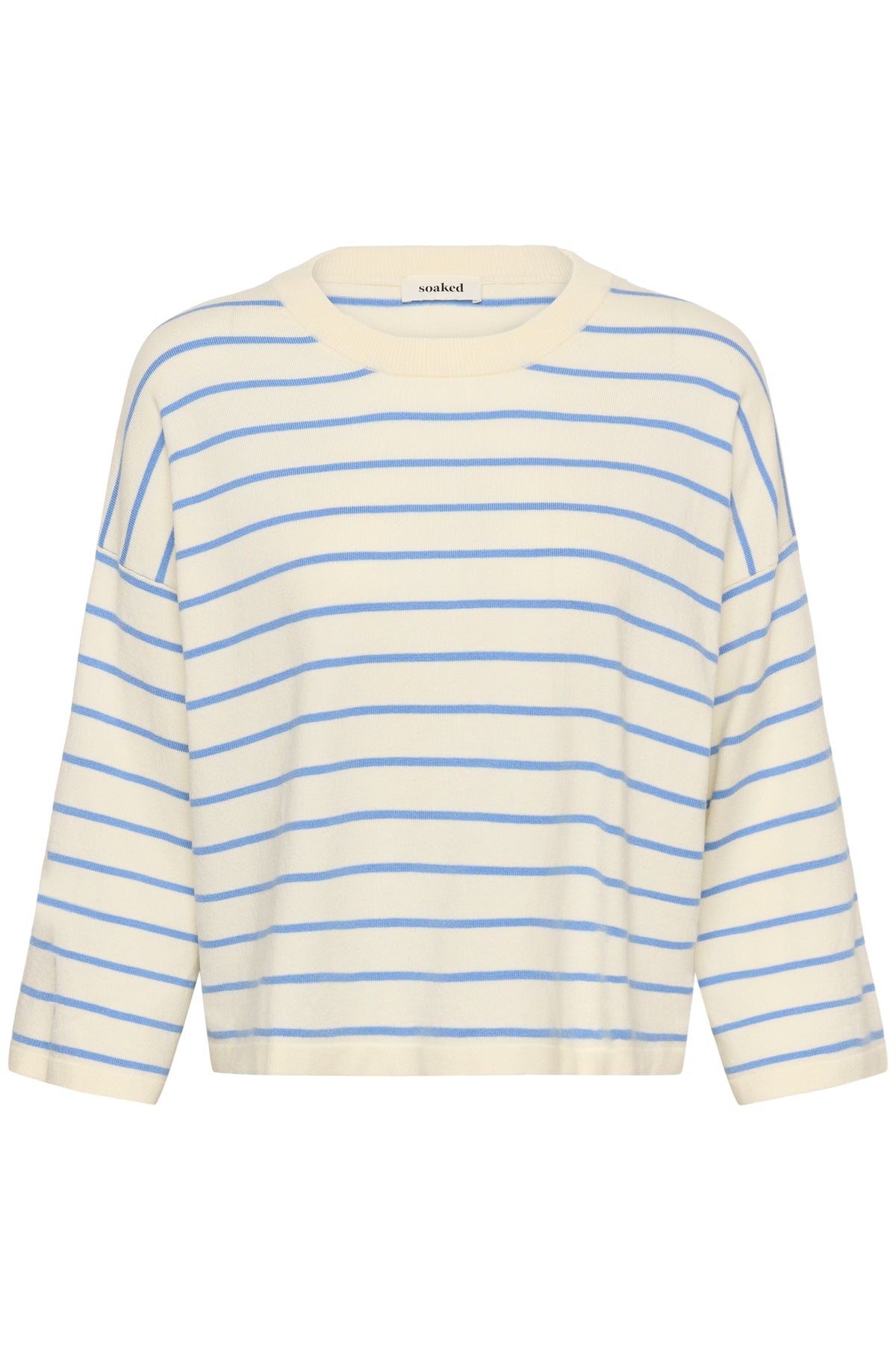 Soaked SlSpina Cream/Hydrangea Blue Striped Cropped Knit