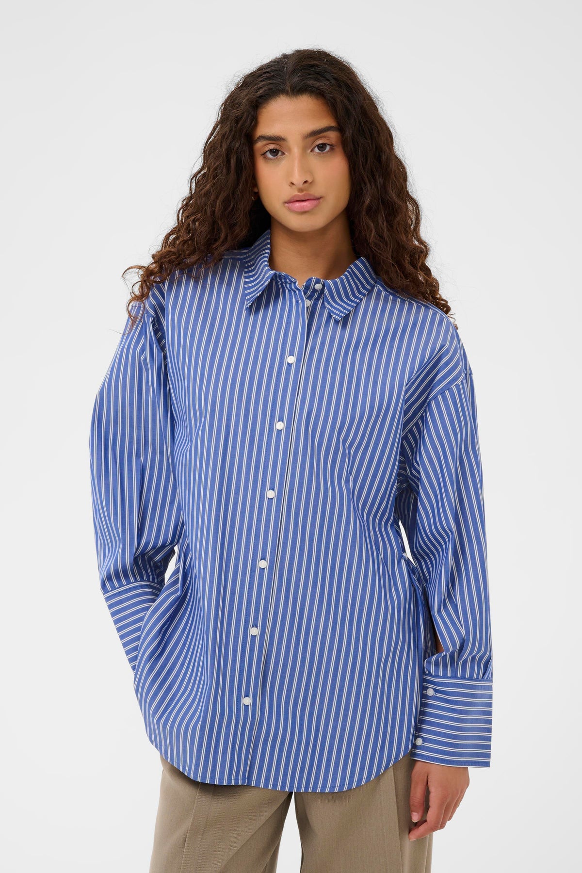 Soaked in Luxury SLCalken Blue Stripe Oversized Shirt, 30408906