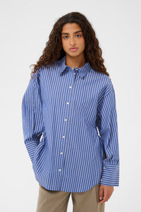 Soaked in Luxury SLCalken Blue Stripe Oversized Shirt, 30408906