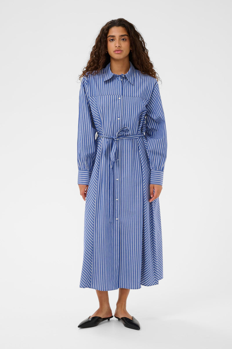 Soaked in Luxury SLCalken Blue Stripe Midi Shirt Dress, 30408913