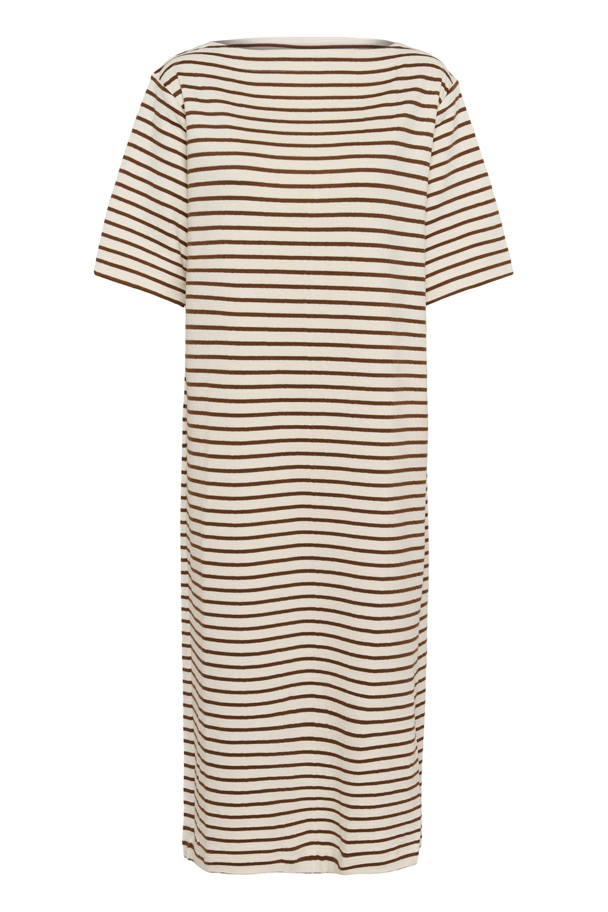 Soaked in Luxury Ingina White/Cappucino Striped Midi T-Shirt Dress