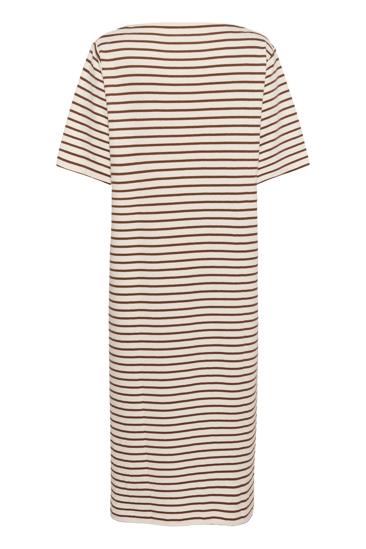 Soaked in Luxury Ingina White/Cappucino Striped Midi T-Shirt Dress
