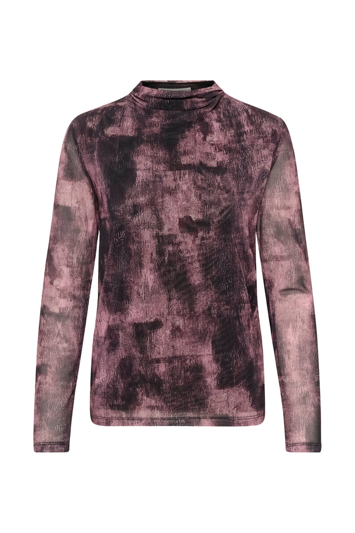 Soaked In Luxury SLAldora Nalu Huckleberry Shadow Cowlneck Mesh Top, 30409481
