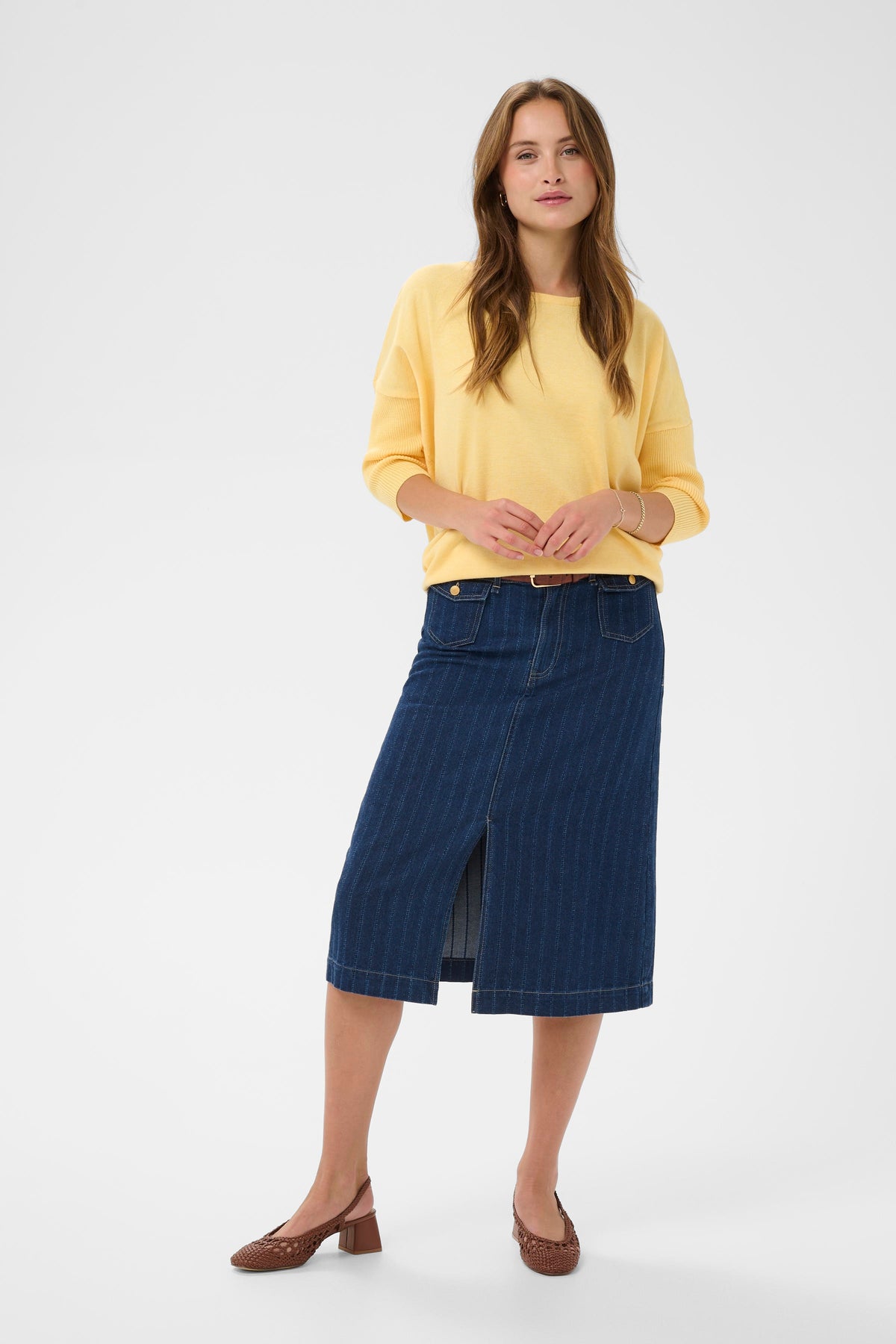 Saint Tropez Mila Lemon Drop Melange Round Neck Knit, 30500003