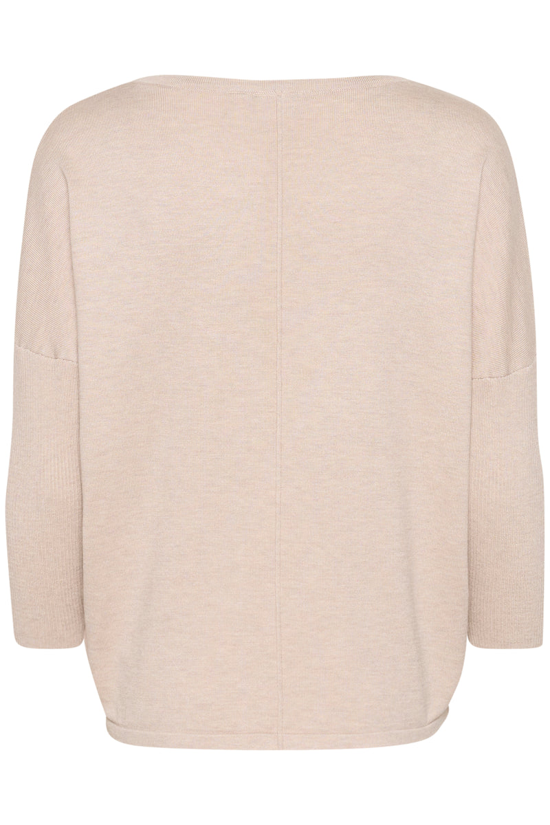 Saint Tropez Mila Beige Melange Round Neck Knit, 30500003