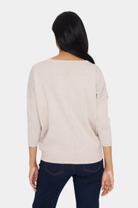 Saint Tropez Mila Beige Melange Round Neck Knit, 30500003