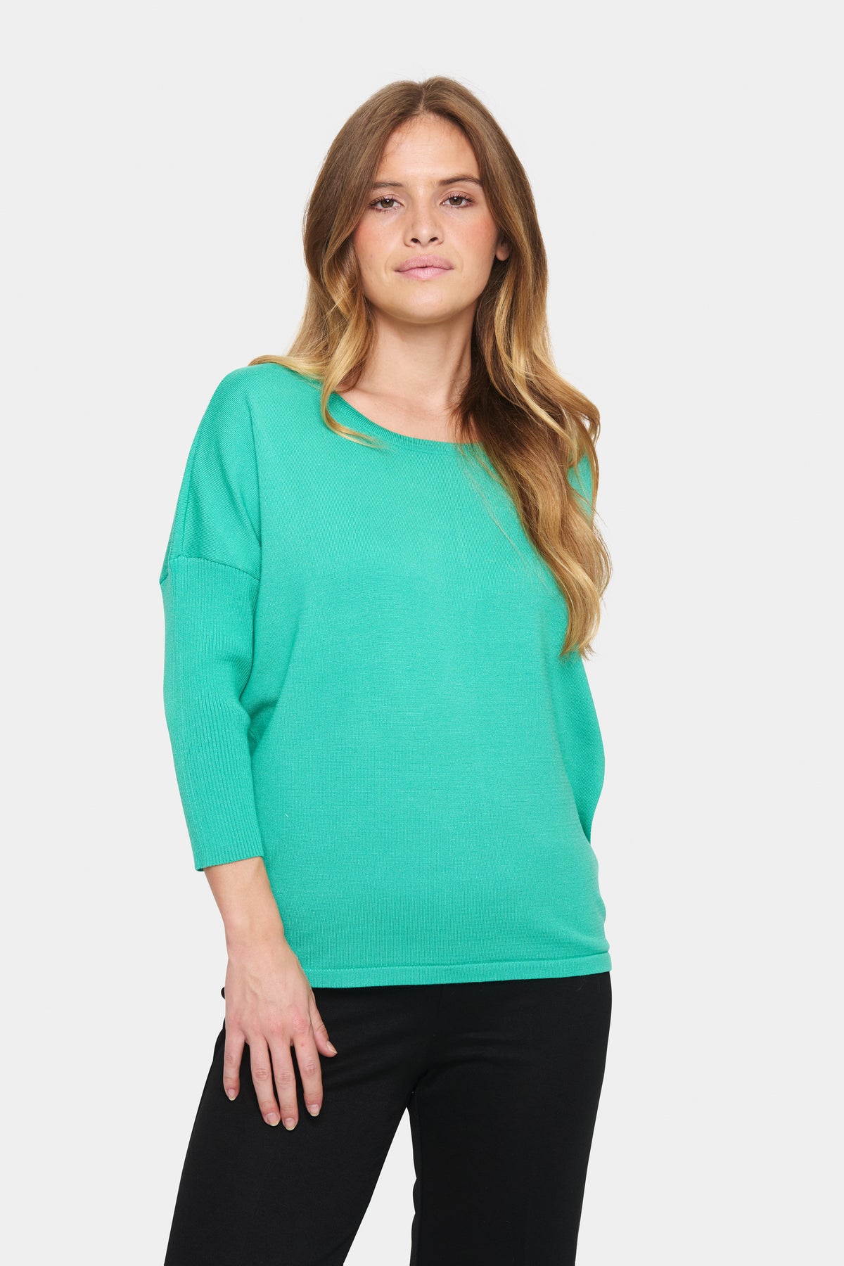 Saint Tropez Mila Gumdrop Green Round Neck Knit, 30500003