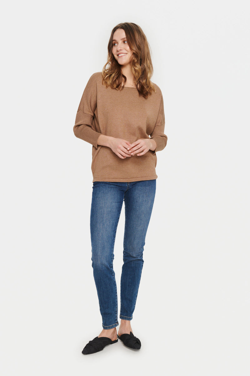Saint Tropez Mila Tiger's Eye Melange Round Neck Knit, 30500003
